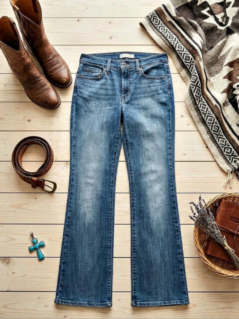 Levi's 725 High Rise Bootcut Jeans Blue Waist 29